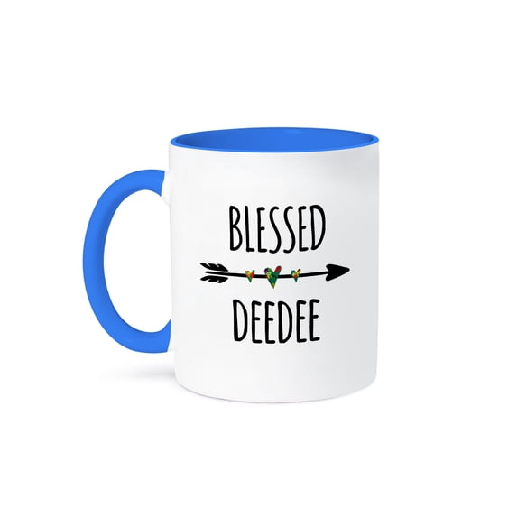 3dRose, Blessed DeeDee tribal arrow with cute hearts - Dee Dee Family love, 15oz Two-Tone Blue Mug