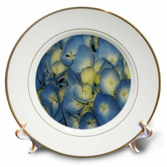 3dRose, Blue And Yellow Hydrangea , 8 inch Porcelain Plate