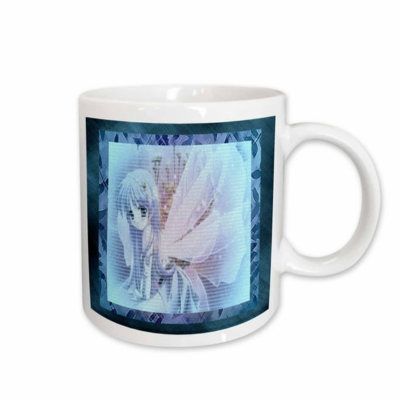 3drose, Blue Anime Angel, 15oz Mug