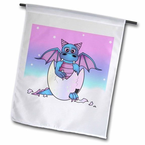 3dRose, Blue Baby Dragon in Cracked Egg, 12 x 18 inch Garden Flag