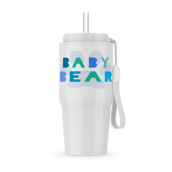 Blue Baby Bear - Teal Turquoise Text And Paw Print For Son Or Grandson - Part Of Matching Family Set, 20oz Tumbler