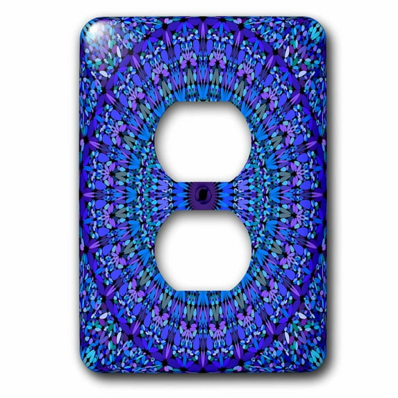 3dRose, Blue Bloom Garden Mandala - bohemian kaleidoscope graphic, 2 plug outlet cover
