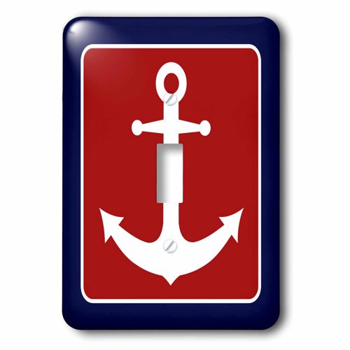 3dRose, Blue Boat Anchor Red Outline, single toggle switch