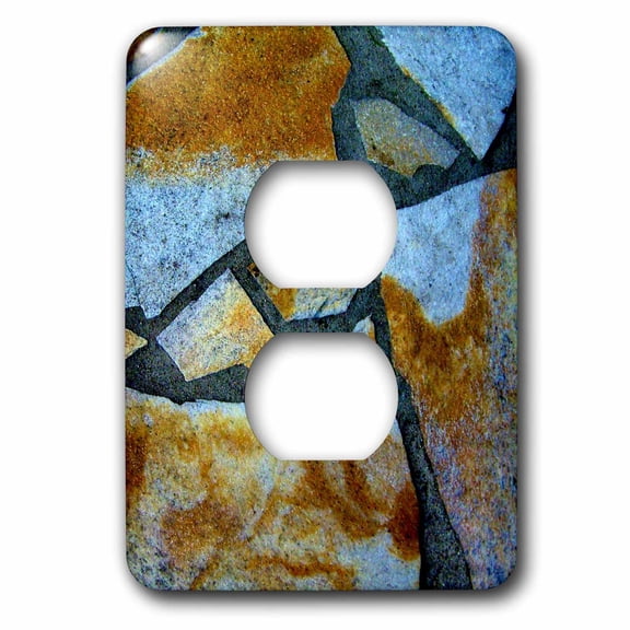 3dRose, Blue Brown Stone Mosaic, 2 plug outlet cover