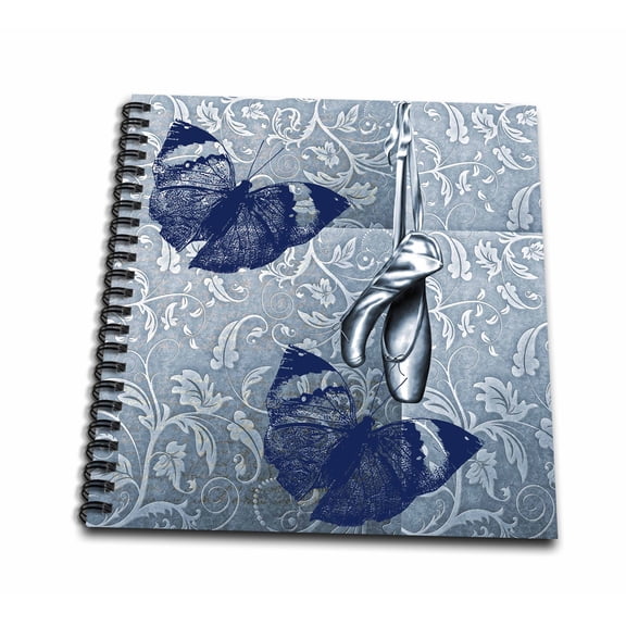 3dRose, Blue Butterflies with Ballet Shoes - Dance Art, Mini Notepad 4 x 4 inch