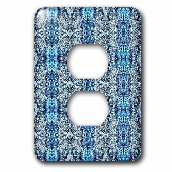 3dRose, Blue Damask Seamless Folklore Pattern, 2 plug outlet cover