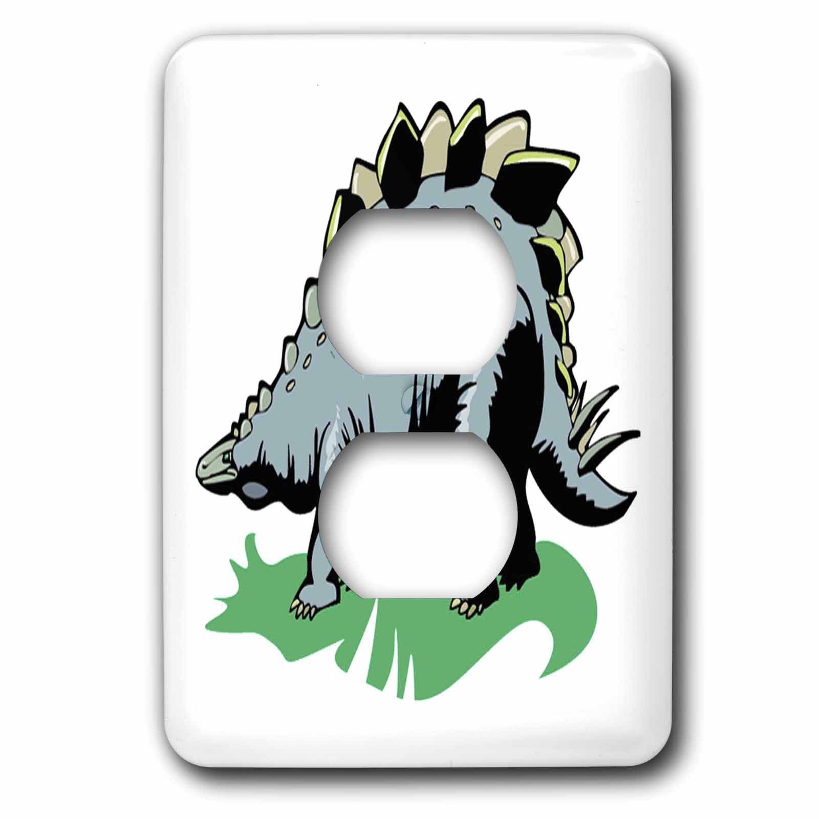 3dRose, Blue Gray Dinosaur, 2 plug outlet cover