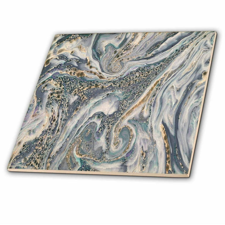 3dRose Blue Gray and Gold Marble Texture Effect - Ceramic Tile, 6-inch 3dRose Blue Gray and Gold Marble Texture Effect - Ceramic Tile, 6-inch