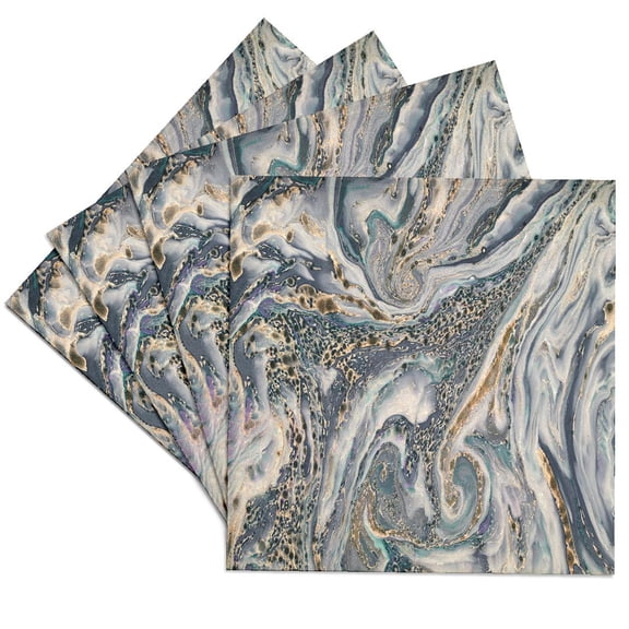 3drose, Blue Gray and Gold Marble Texture Effect, Set of 4 Ceramic Tile Coasters