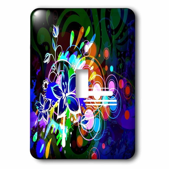 3dRose, Blue, Green, Purple Flower Burst, single toggle switch