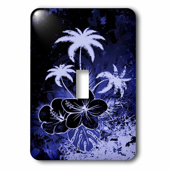 3dRose, Blue Hawaiian Flowers With Palm Trees , single toggle switch