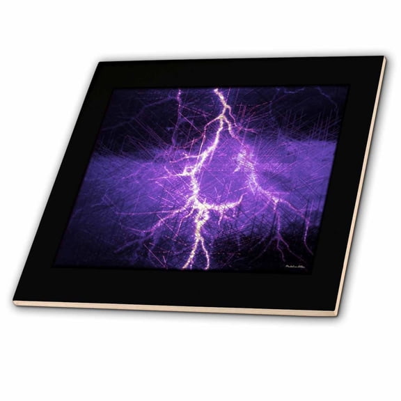 3dRose, Blue Lightning, 6 Inch Ceramic Tile