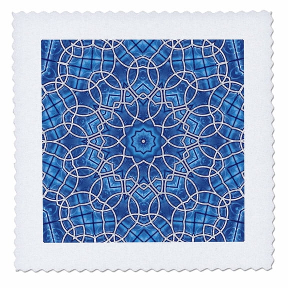 3dRose, Blue Maze Decorative Mandala, 12x12 inch quilt square