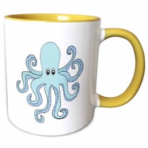 3drose, Blue Octopus, 11oz Two-tone Yellow Mug