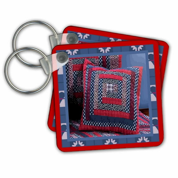 3dRose, Blue Ridge Quilt Pillow, set of 2 Key Chains