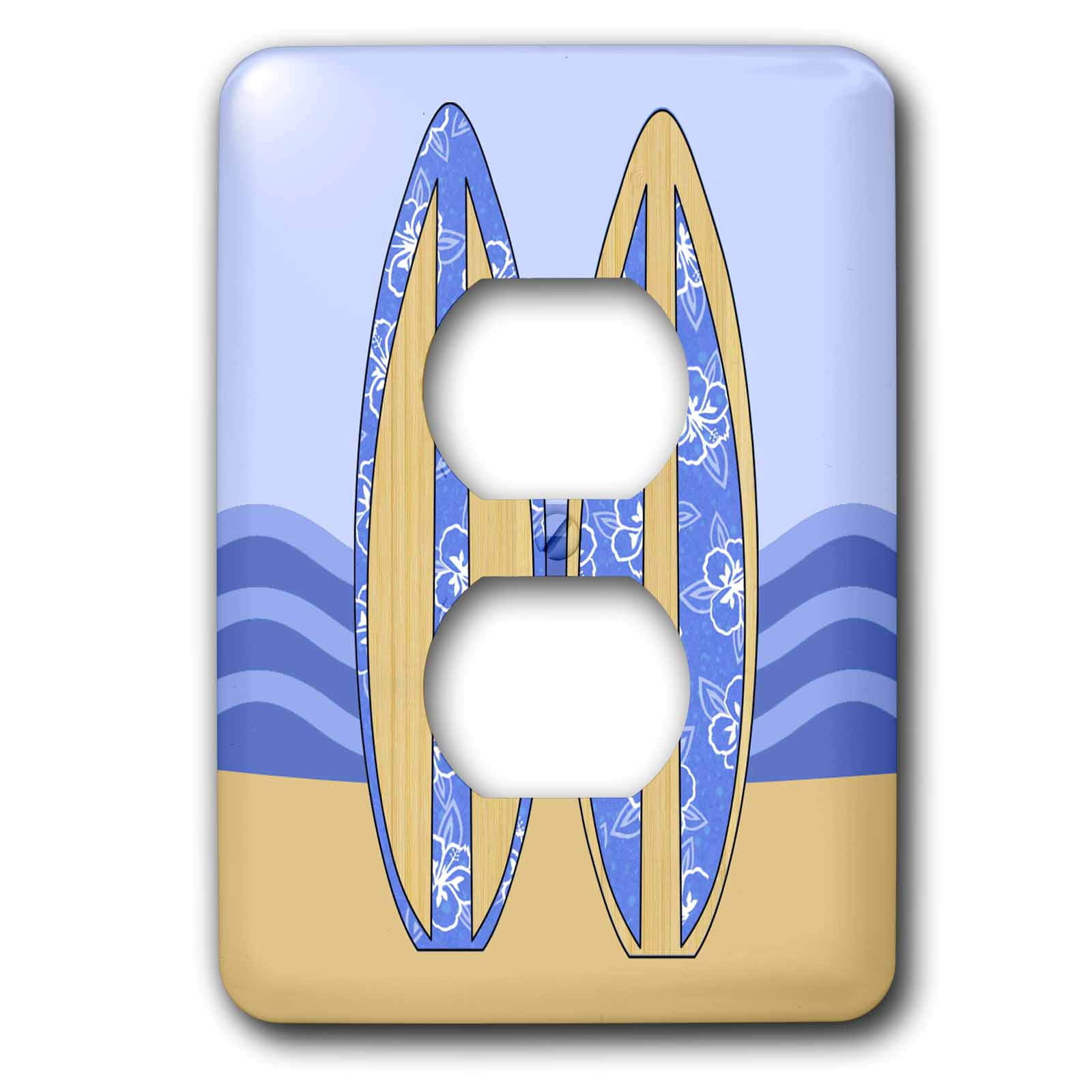 3dRose, Blue Surfboard Design, 2 plug outlet cover