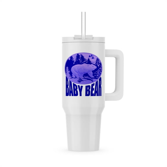Blue Woodland Baby Bear Camping Cub, 30oz Tumbler