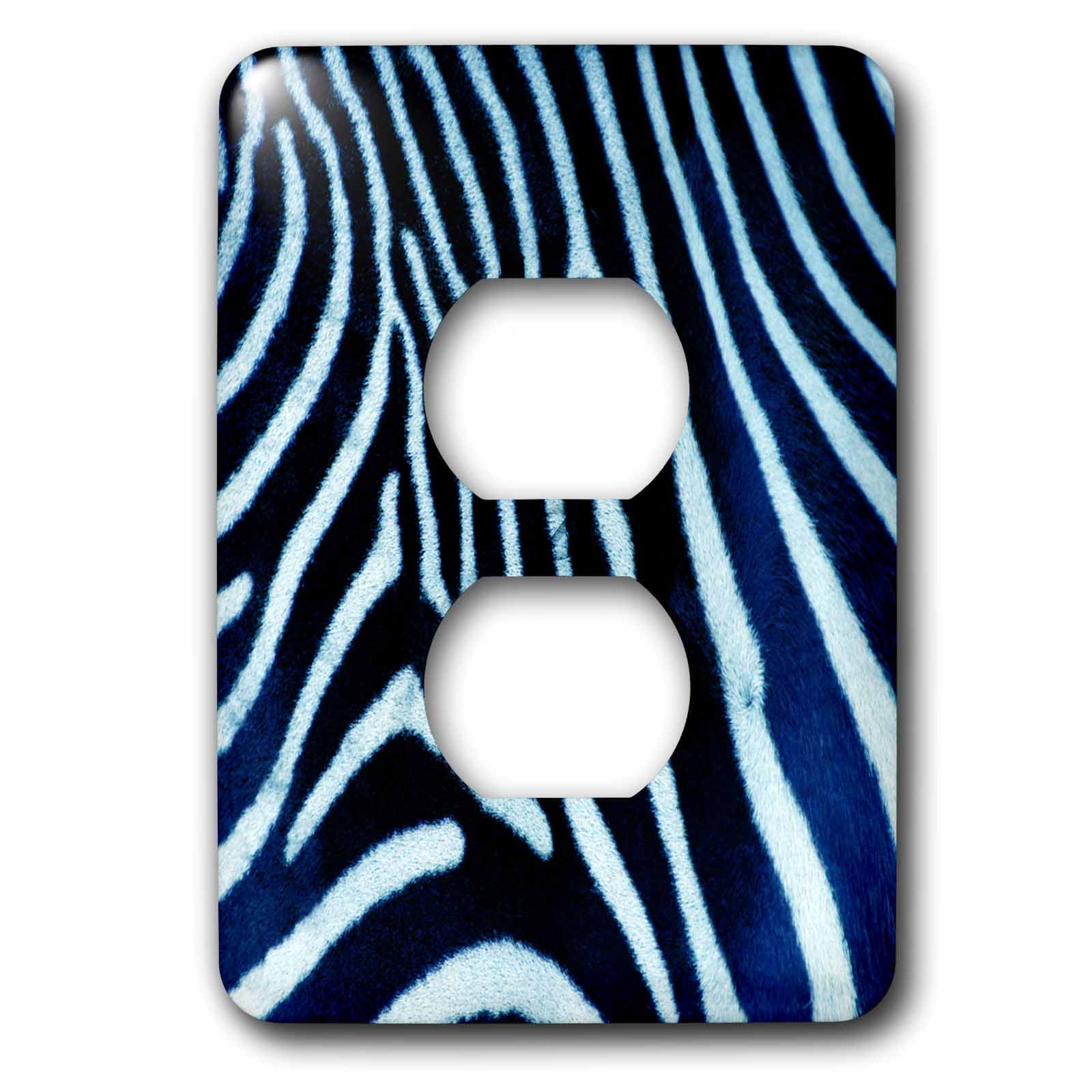 3dRose, Blue Zebra Animal Print, 2 plug outlet cover
