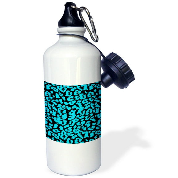 3dRose, Blue and Black Abstract Cheetah Print, Flip Straw 21oz Water Bottle