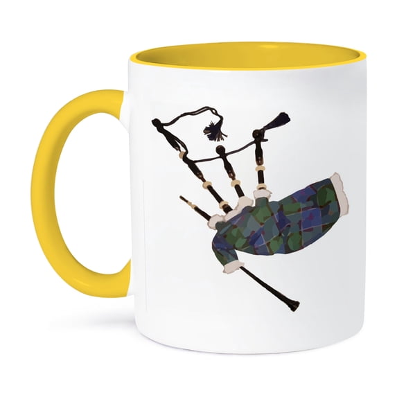 3dRose, Blue and Gray Bagpipes, 15oz Two-Tone Yellow Mug