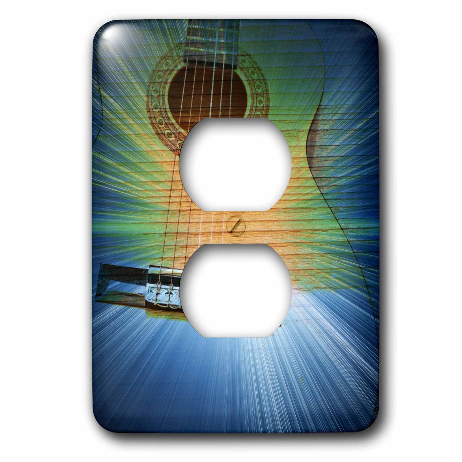 3dRose, Blue and Green Cosmic Guitar Music, 2 plug outlet cover