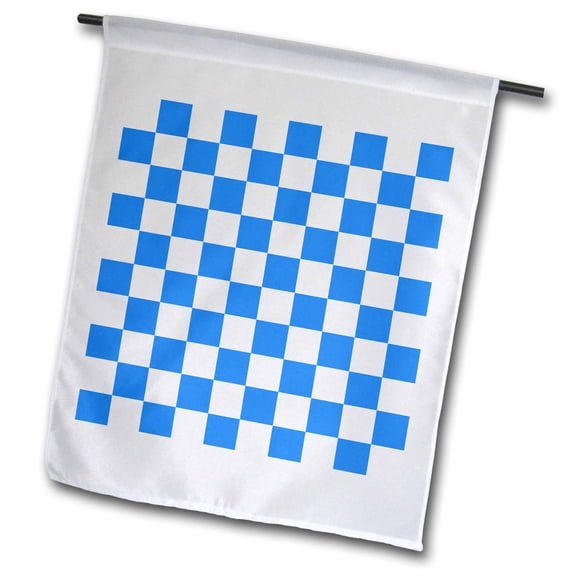 3dRose, Blue and White Checkered Print, 12 x 18 inch Garden Flag