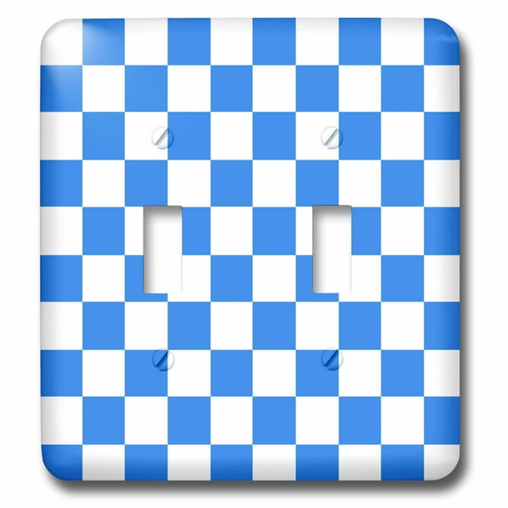 3dRose, Blue and White Checkered Print, double toggle switch