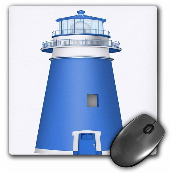 3dRose, Blue and White Lighthouse Illustration, MousePad