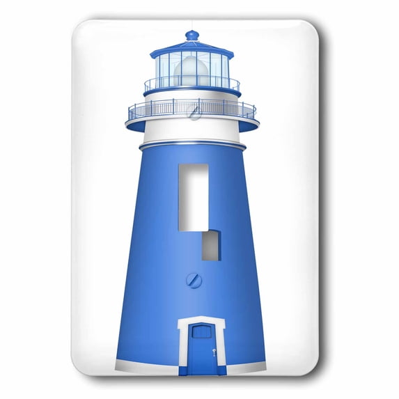 3dRose, Blue and White Lighthouse Illustration, single toggle switch