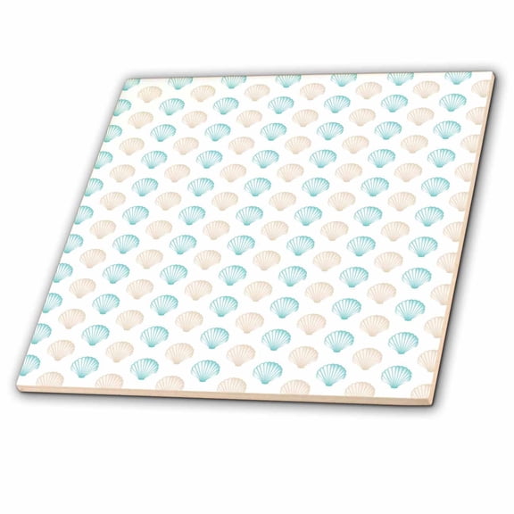 3dRose, Blue and White Shells, 4 Inch Ceramic Tile
