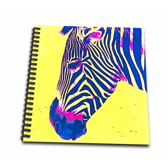 3dRose, Blue and Yellow Zebra - Animals - Art, Drawing Book 8 x 8 inch