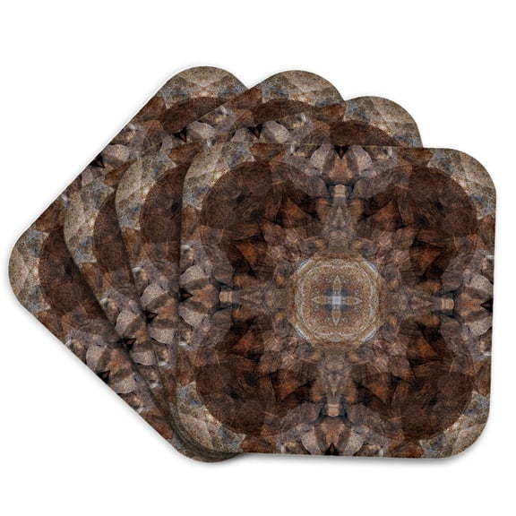 3drose, Blue and Brown Kaleidoscope Abstract Photo., Set of 4 Coasters - Soft