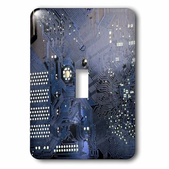 3dRose, Blue computer chip macro photography - microchip - motherboard electronics circuits - tech geek nerd, single toggle switch