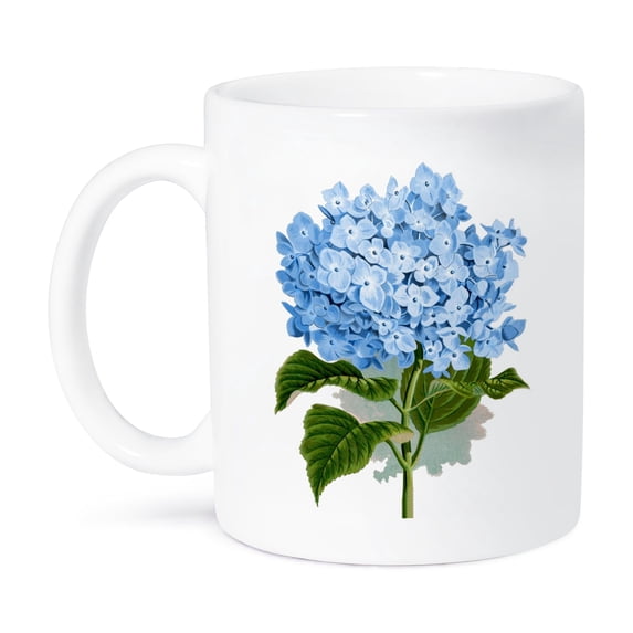 3dRose, Blue hydrangea flowers vintage art - floral drawing - summery - flowery spring - antique image, 15oz Mug