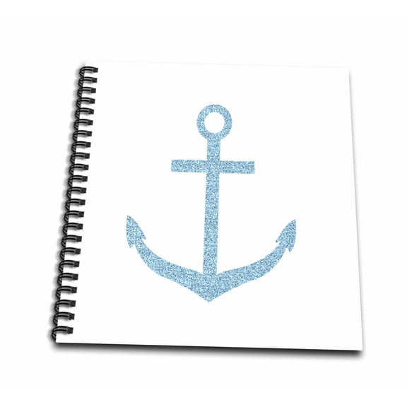 3dRose, Blue image of Glitter anchor, Drawing Book 8 x 8 inch