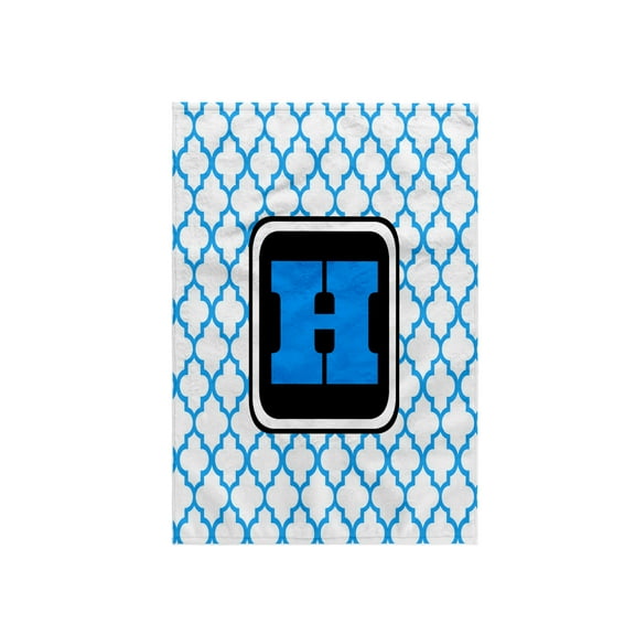 3dRose, Blue pattern monogram initial H, 15x22 Hand Towel