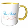 thumbnail image 1 of 3drose, Boca Raton, Florida Blue, Red Text. Patriotic Home Town Design, 11oz Two-tone Yellow Mug, 1 of 6