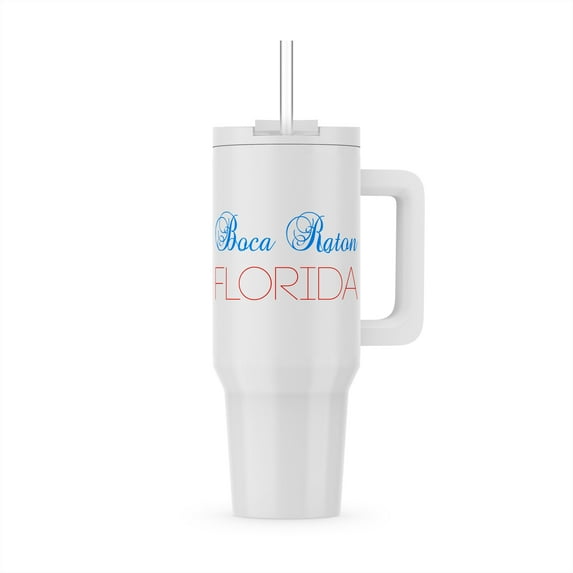 Boca Raton, Florida Blue, Red Text. Patriotic Home Town Design, 40oz Tumbler