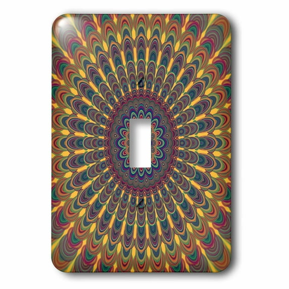 3dRose, Bohemian Oval Mandala - abstract floral design, single toggle switch