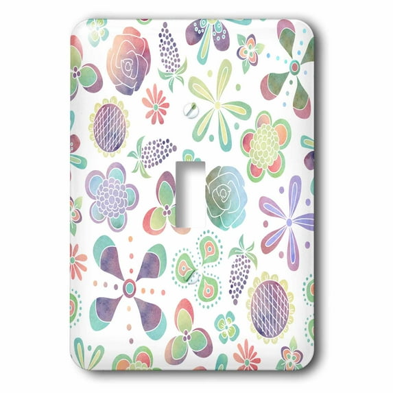 3dRose, Boho Watercolor Floral Pattern, single toggle switch