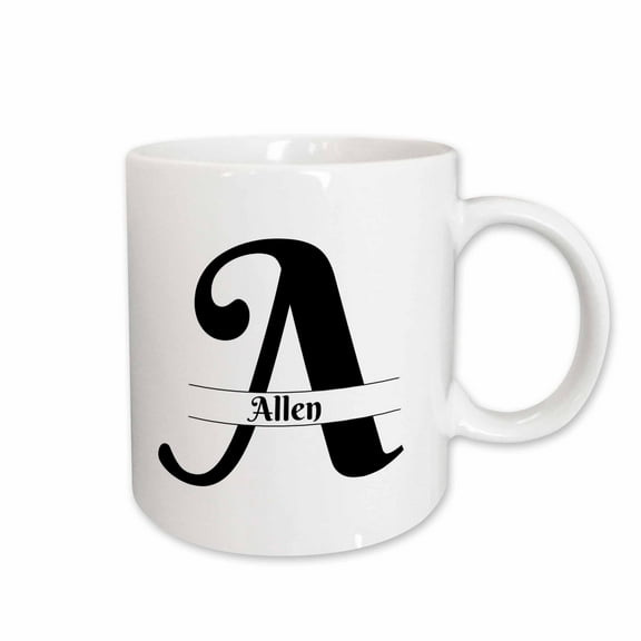 3drose, Bold Script Monogram a Allen, 11oz Mug