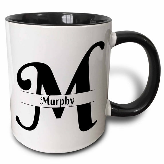 3drose, Bold Script Monogram M - Murphy, 11oz Two-tone Black Mug