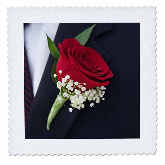 3dRose, Boutonniere on grooms lapel, Wedding - LI05 JEN0000 - Jim Engelbrecht, 6x6 inch quilt square