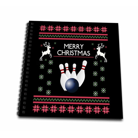 3dRose, Bowling Pin Ball with Merry Christmas Xmas, Memory Book 12 x 12 inch