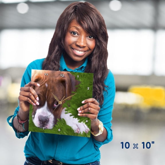 3dRose, Boxer Puppy, 10x10 Wall Clock