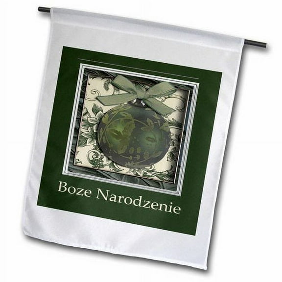 3dRose, Boze Narodzenie, Merry Christmas in Polish, Leaves on Green , 18 x 27 inch Garden Flag