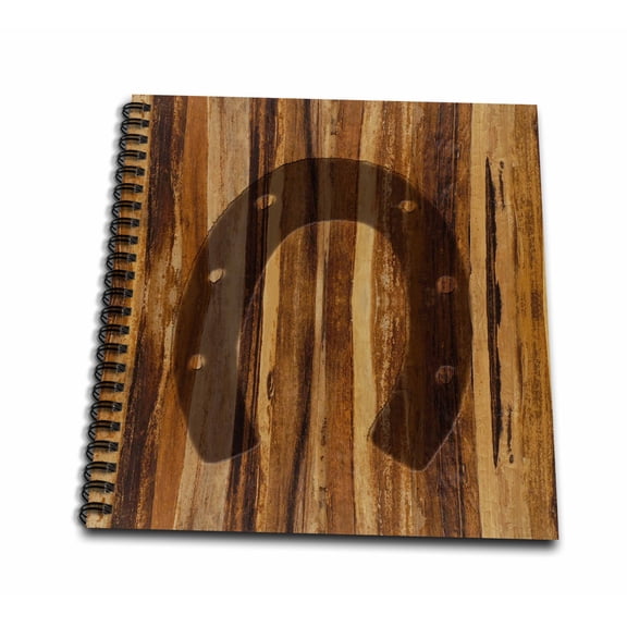 3dRose, Branded Wood Print Horseshoe, Mini Notepad 4 x 4 inch