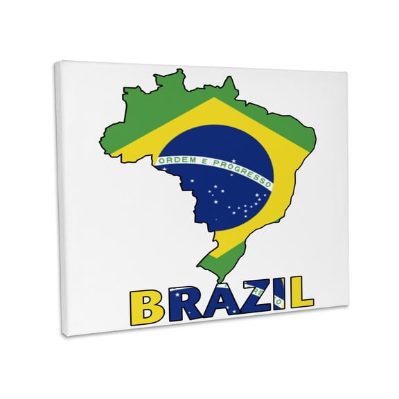 3dRose, Brazilian flag in the map and letters of Brazil, Museum Grade Canvas Wrap 10x8