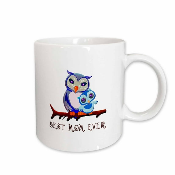 3drose, Breathtaking Adorable Owl Mother and Owl Kid. Best Mom Ever, 11oz Mug