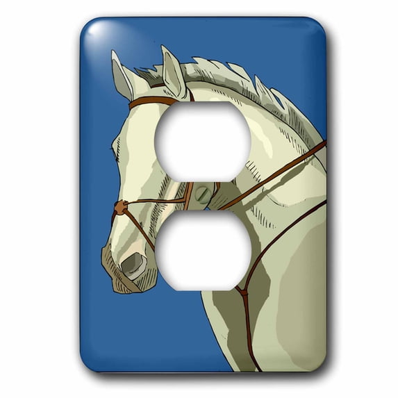 3dRose, Bridled Grey Horse, 2 plug outlet cover